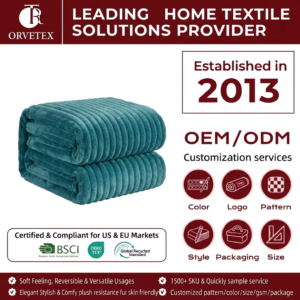 Orvetex Wholesale Luxury Modern Style, Soft and Warm 100% Polyester Fiber Rabbit Flannel Blanket in Winter