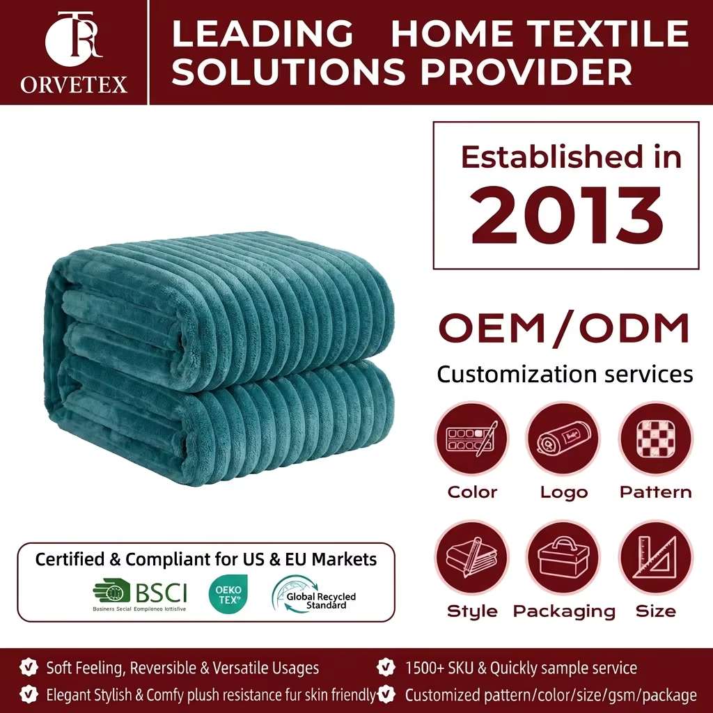 Orvetex Wholesale Luxury Modern Style, Soft and Warm 100% Polyester Fiber Rabbit Flannel Blanket in Winter