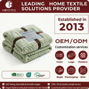 Orvetex Flame Retardant and Waterproof Eco-Friendly Flannel Throw Blanket Rectangular Stitched Seam Anti-Pilling