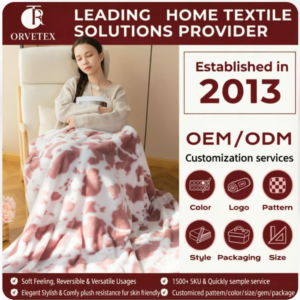 Orvetex Waterproof and Eco-Friendly Rectangular Stitched Seam Anti-Pilling Anti-static Flannel Blanket for Home Office
