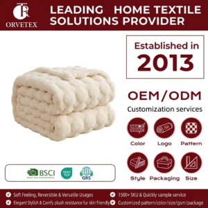 Orvetex Customizable Breathable and Waterproof 100% Polyester Fiber Solid Color Flannel Blanket