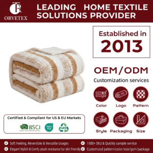 Orvetex Custom Design Sturdy Multi-purpose Modern Minimalist Style 100% Polyester Fiber Ultra-fine Fiber Soft Flannel Blanket