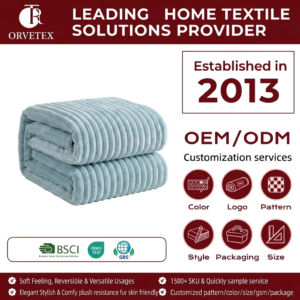 Orvetex Customized Factory Washable Comfortable Anti-static Flannel Plush Blanket Bed Blanket