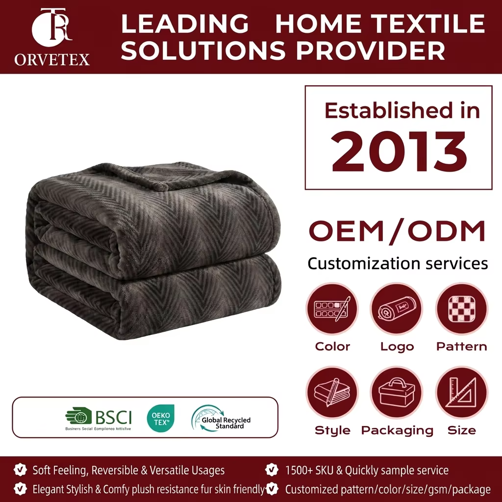 Orvetex Customized Flannel Blanket Suitable Waterproof Decorative Blanket for All Seasons No reviews yet