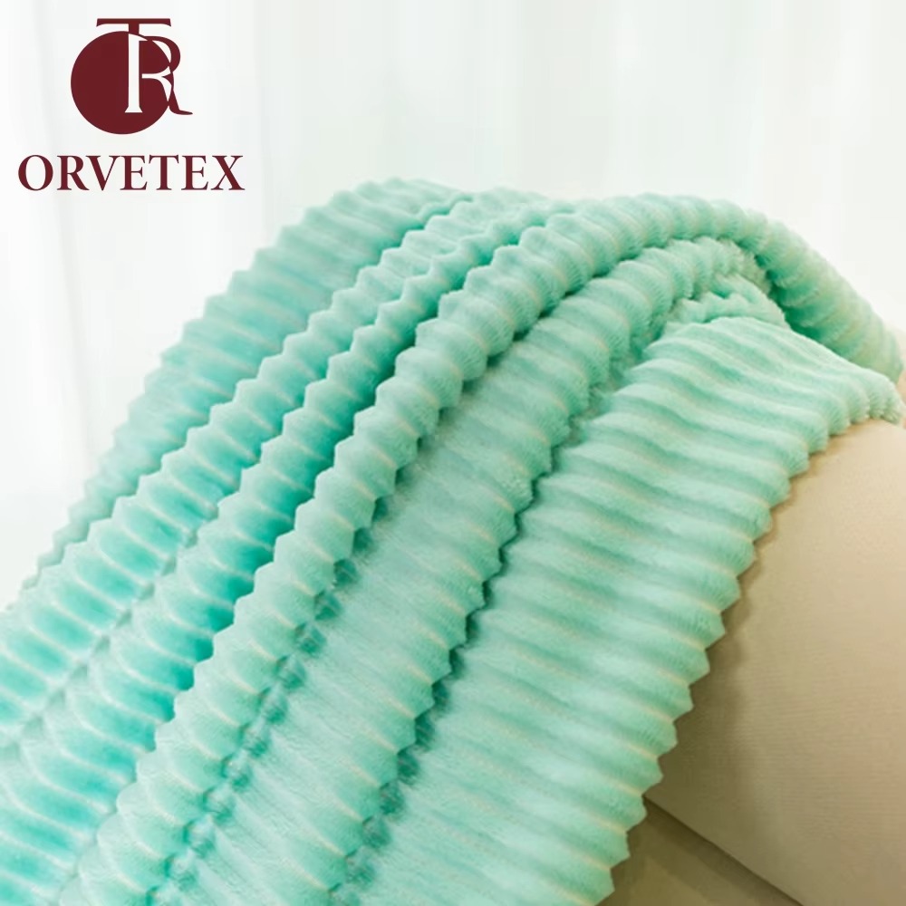 Orvetex Hot Selling Products Wholesale Flat Stripe Inventory Large Quantity of Flannel Blanket - Image 6