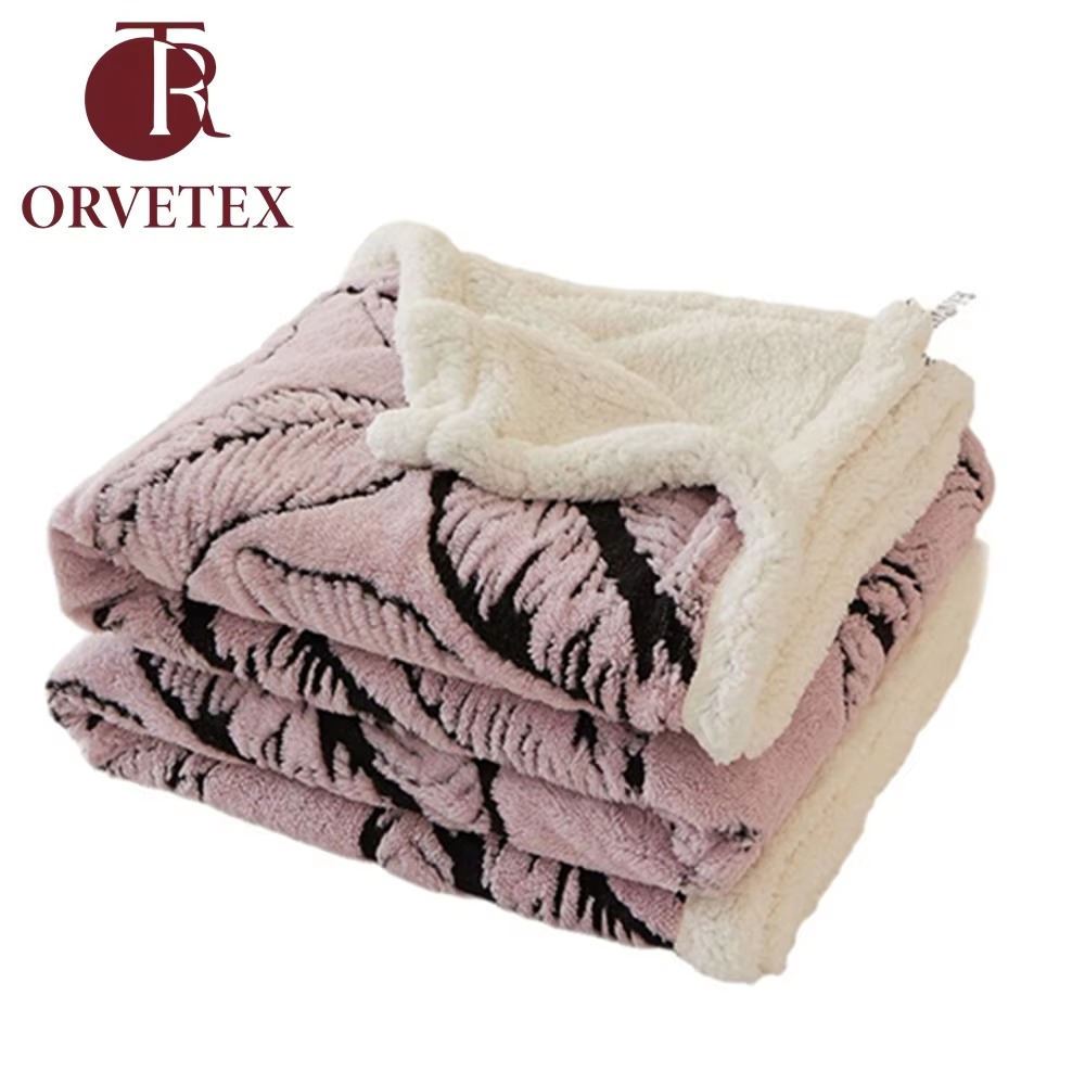 Orvetex European and American Style 100% Polyester Heavy Soft Raschel Floral Printed Flannel Blanket