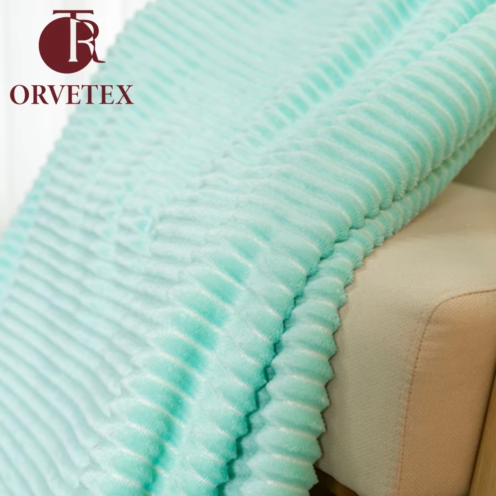 Orvetex Hot Selling Products Wholesale Flat Stripe Inventory Large Quantity of Flannel Blanket - Image 7