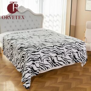 Orvetex Anti Pilling European and American Style zebra Pattern Knitted Flannel Blanket for Bed