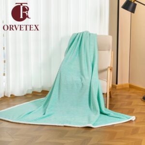 Orvetex Hot Selling Products Wholesale Flat Stripe Inventory Large Quantity of Flannel Blanket