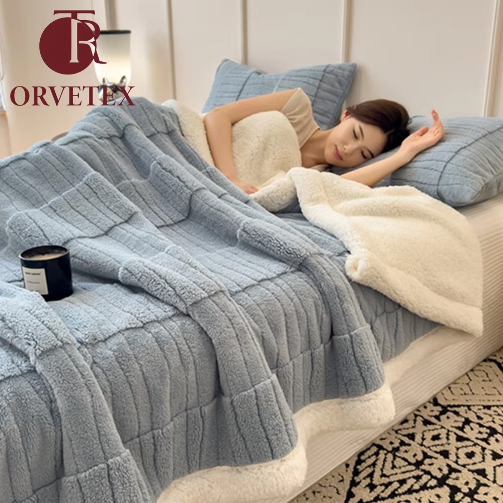 Orvetex Solid Color, Environmentally Friendly 100% Polyester Multifunctional Home Blanket OEM Premium Flannel Blanket