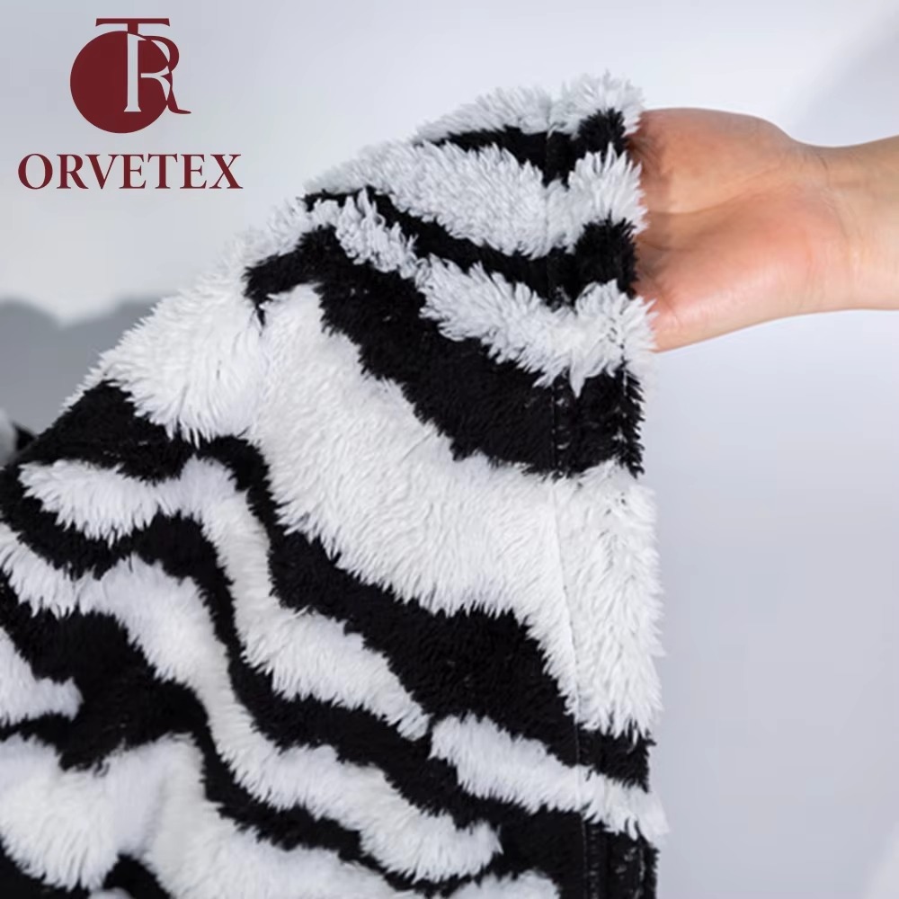 Orvetex Anti Pilling European and American Style zebra Pattern Knitted Flannel Blanket for Bed - Image 8