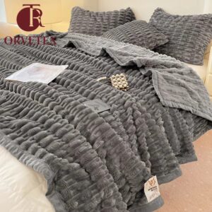 Orvetex Sturdy and Fluffy Modern Four Season Flannel Blanket, Soft Double Bed, Winter Sofa