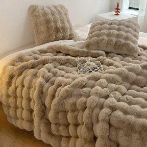 Luxury Faux Rabbit Fur Blanket 100% Polyester Soft Warm Throw for Home Sofa Bed Decor Cover