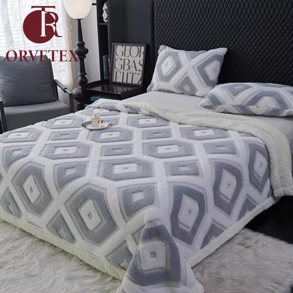 Orvetex Customizable Size Jacquard Patterned Flannel Blanket with European and American Style, Suitable for All Seasons - Image 5