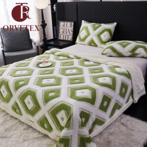 Orvetex Customizable Size Jacquard Patterned Flannel Blanket with European and American Style, Suitable for All Seasons