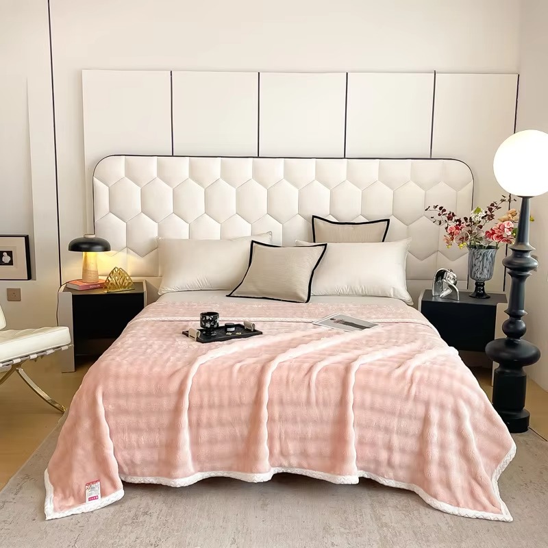 Accept Custom 100% Polyester Soft Bubble Texture Flannel Blanket for Home and Bedroom - Image 4