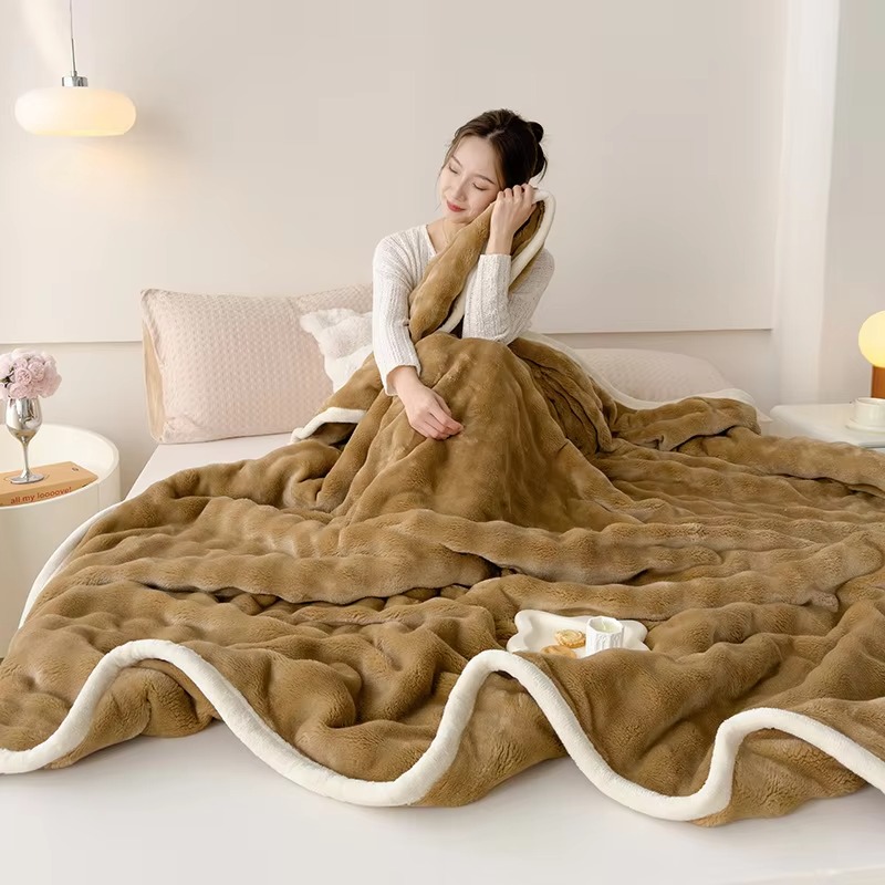 Accept Custom 100% Polyester Soft Bubble Texture Flannel Blanket for Home and Bedroom - Image 6