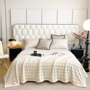 Accept Custom 100% Polyester Soft Bubble Texture Flannel Blanket for Home and Bedroom