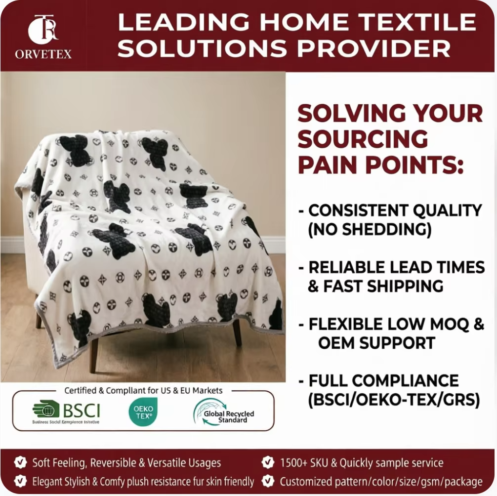 Orvetex Accept Custom Soft Warm Anti-static Flannel Blanket with BSCI ,Oekotex ,GRS ,ZDHC, Higg Index - Image 3