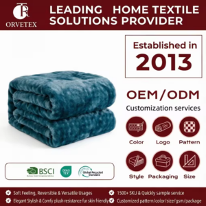 Orvetex Wholesale Factory Custom Logo Soft Eco-Friendly Warm Plush Flannel Blanket for Bed