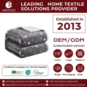 Orvetex Factory 100% Polyester Accept Print Double Layer Flannel Blanket for Home