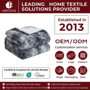 Orvetex Custom Design Stitched Seam Rectangular Tie-Dye Style Flannel Blanket for Office