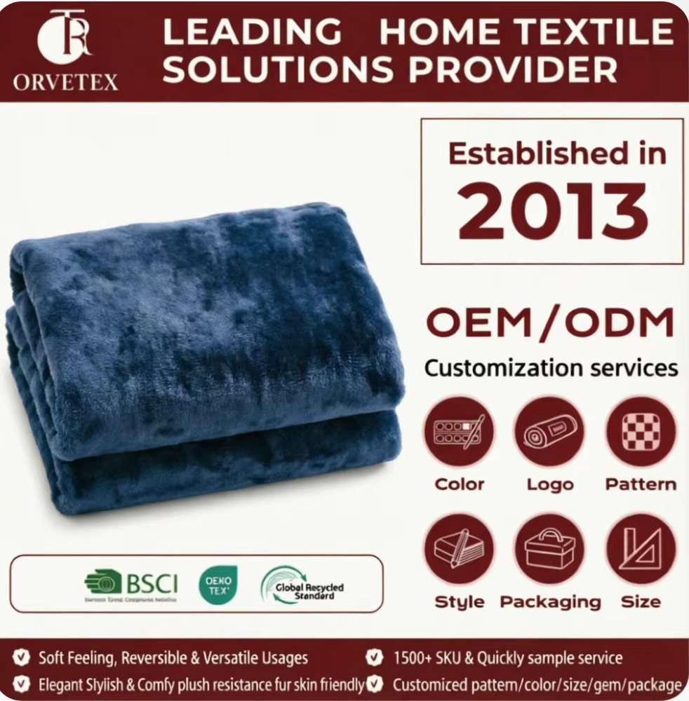 Orvetex 100% Polyester Soft Warm Dyed Flannel Blanket for Home Living Room Decorative Cover