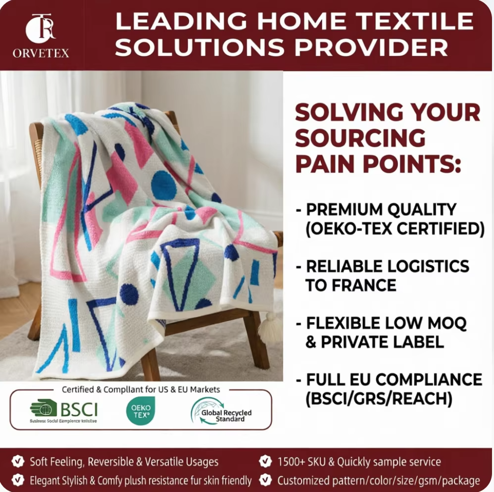 Orvetex 100% Polyester Soft Warm Stitched Seam Flannel Blanket for Bedroom and Sofa