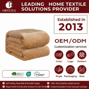 Orvetex Wholesale Factory Customized Package Soft Waterproof Flannel Blanket for Bed