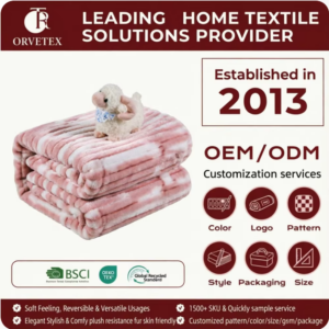 Orvetex 100% Polyester Eco-Friendly Striped Print Large Faux Rabbit Fur Blanket for Office
